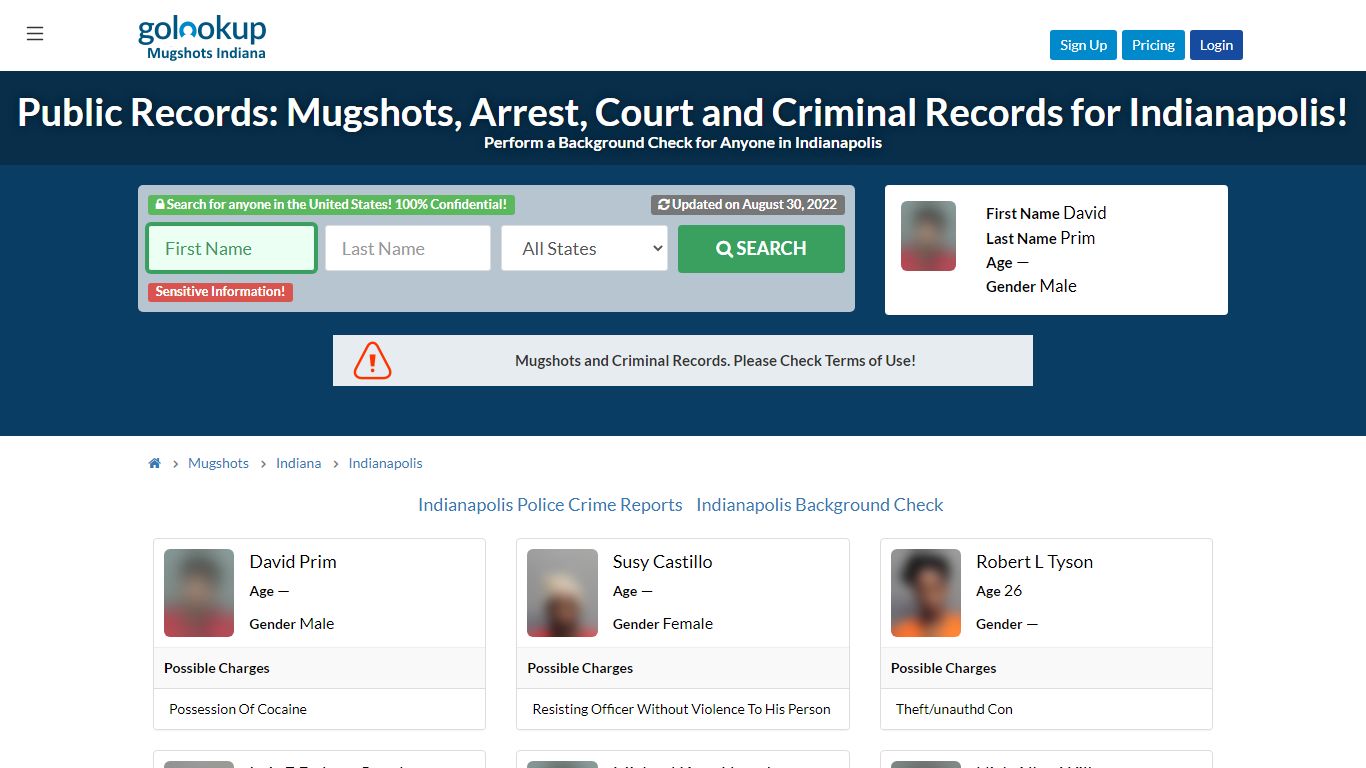 Mugshots Indianapolis, Arrest Records Indianapolis - GoLookUp